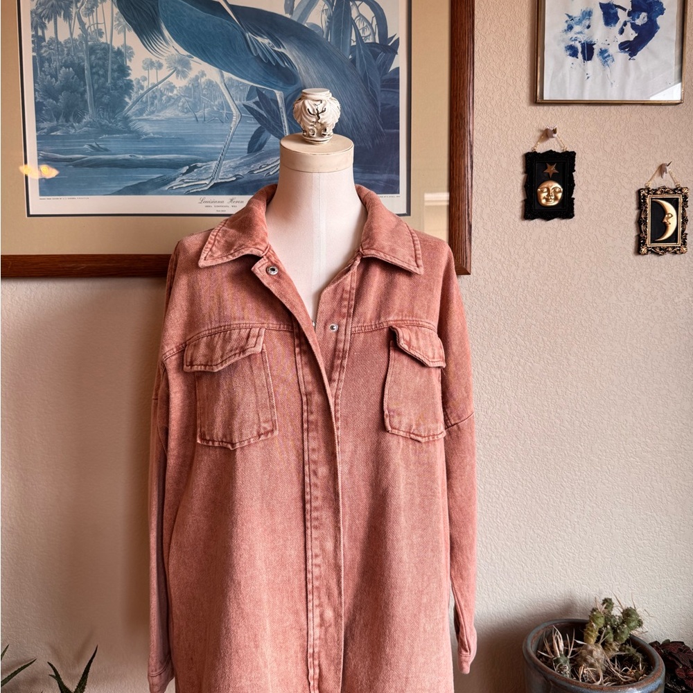 Shop Stevie Denim Frayed Shacket